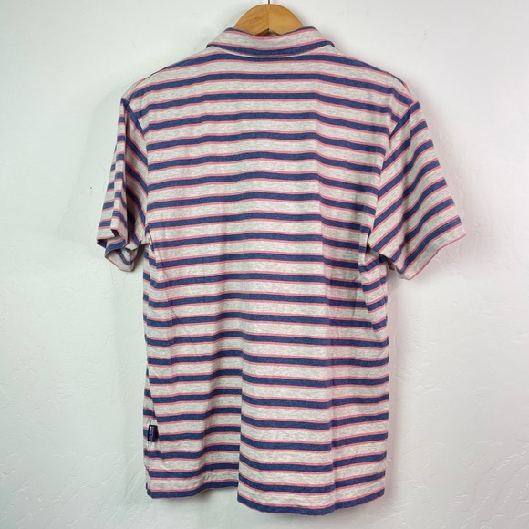 Patagonia Worn Wear Men's Squeaky Clean Rugby Small Striped Peak Pink Polo Shirt - Picture 5 of 16